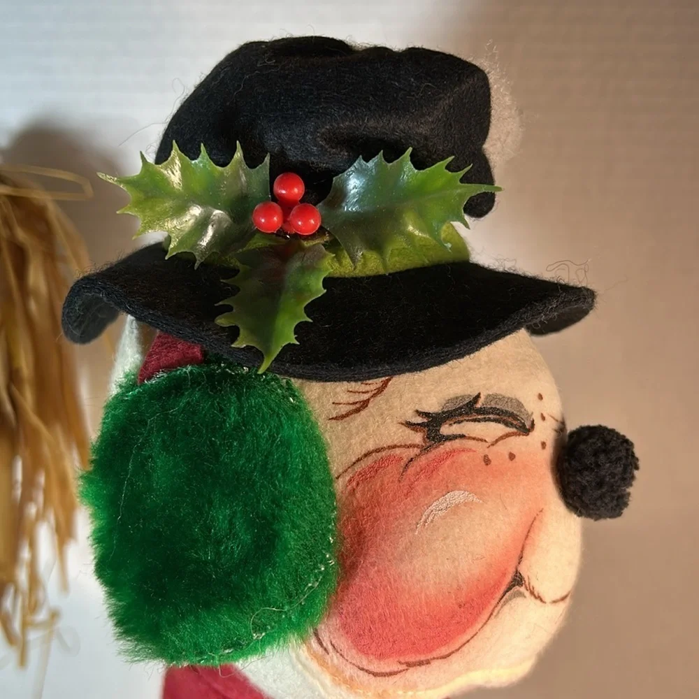 Giant 21” Annalee Snowman with top hat and mop